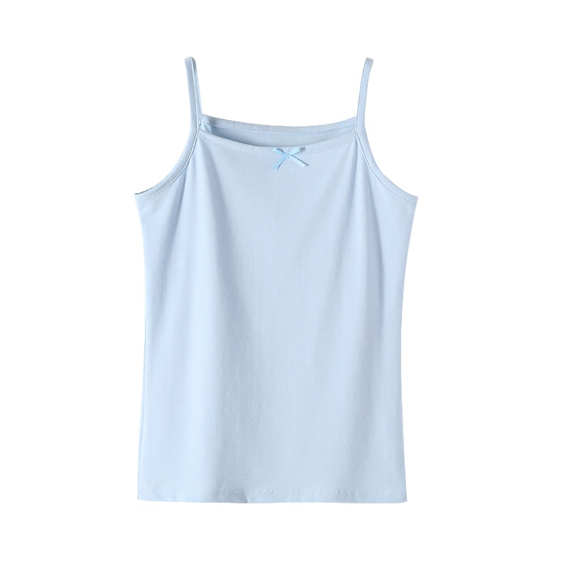 猫人夏季新款女童装吊带背心蝴蝶结甜美淑女纯色