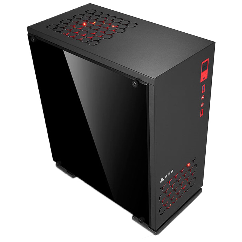 金河田预见N6PLUS台式电脑机箱、游戏侧透背线M-ATX黑色组装机箱空箱