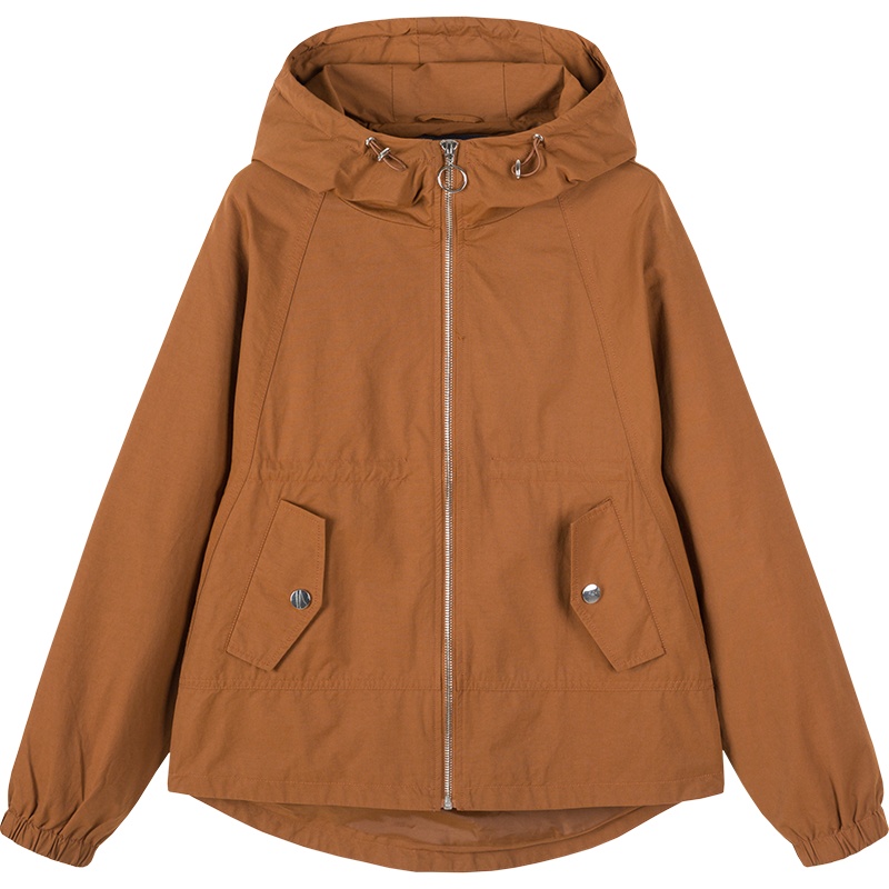 Semir森马夹克女秋冬抽绳连帽女装外套撞色刺绣冬装宽松上衣学生休闲潮