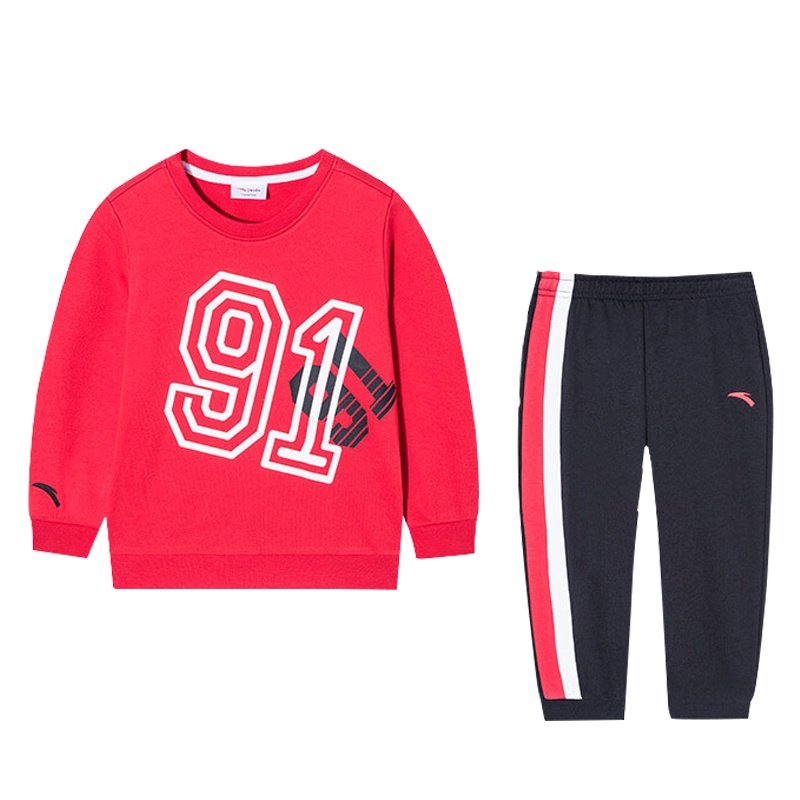 ANTA安踏儿童套装2020春季新款男童运动套装中小童套头卫衣长裤两件套