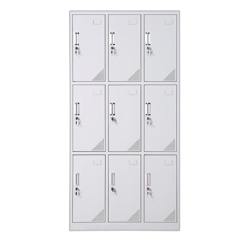 苏宁宜品推荐加厚九门铁皮更衣柜 员工储物柜银灰色(单位:个) 银灰