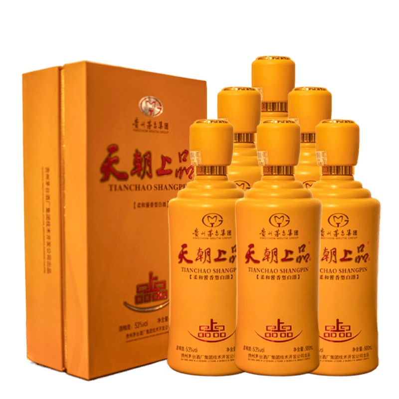 贵州茅台集团技开公司 天朝上品柔和酱香型白酒 53度品上品 整箱装 500ml*6瓶