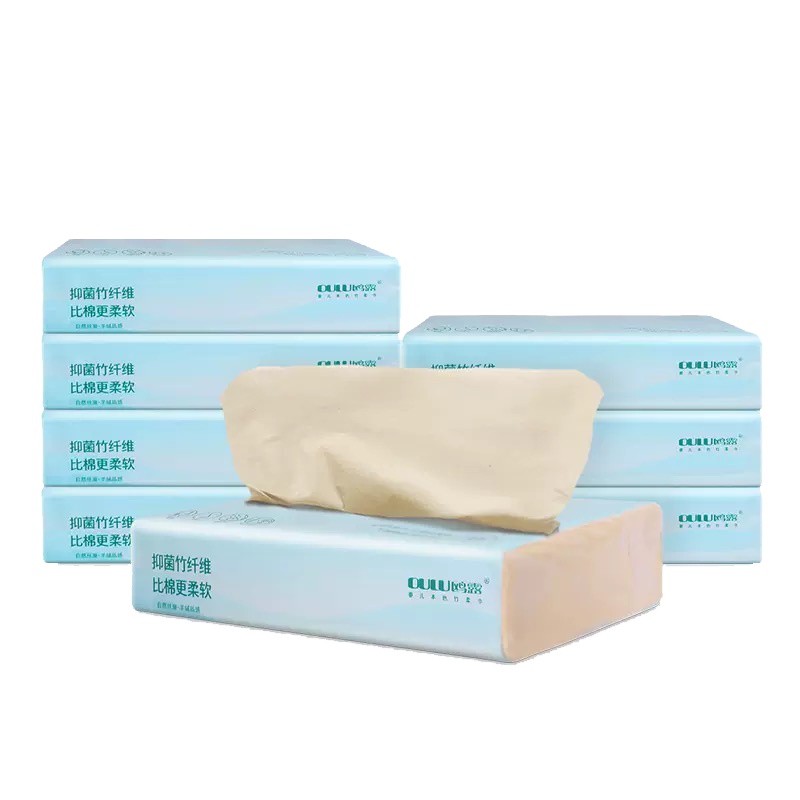 鸥露 本色婴儿竹柔巾45抽*8包干湿两用面巾纸