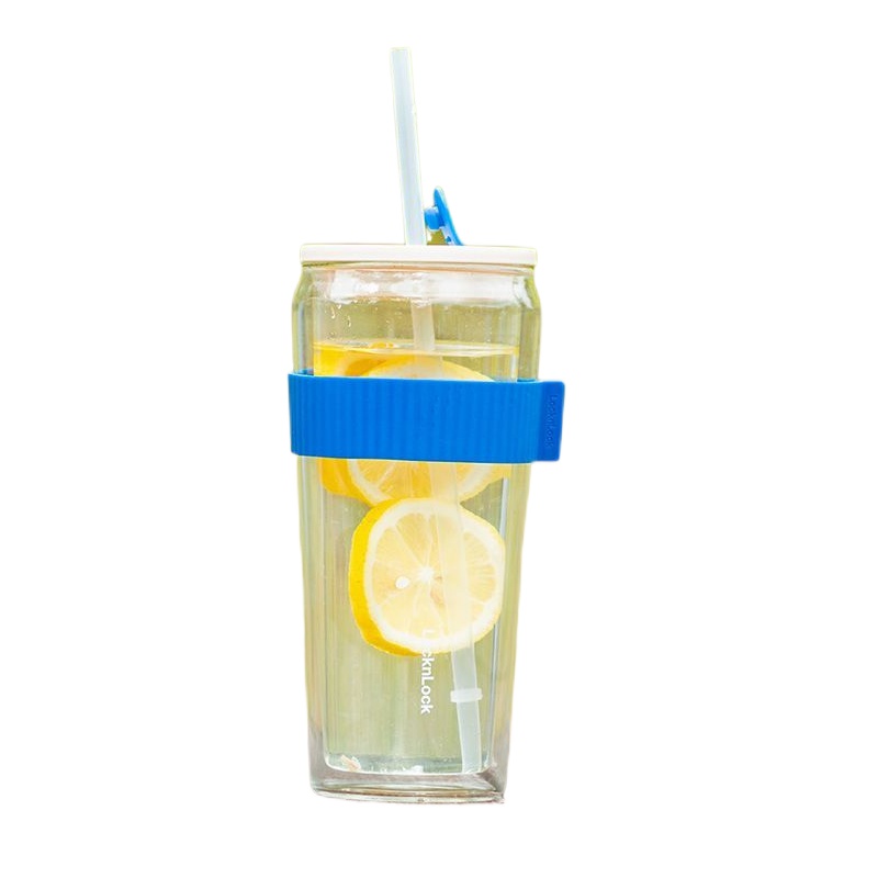 乐扣乐扣吸管杯ins高颜值水杯带吸管双层玻璃杯子男女夏天用