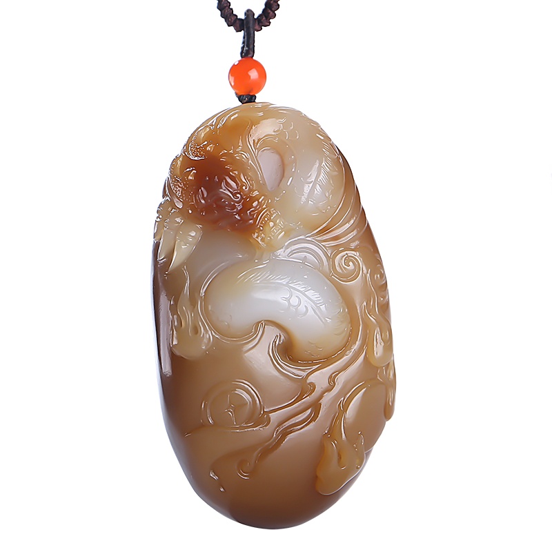 [已售]印象眸 [玉雕大师仵孟超工作室作品]和田玉吊坠 糖白玉生肖龙男女款孤品玉石挂件 送证书