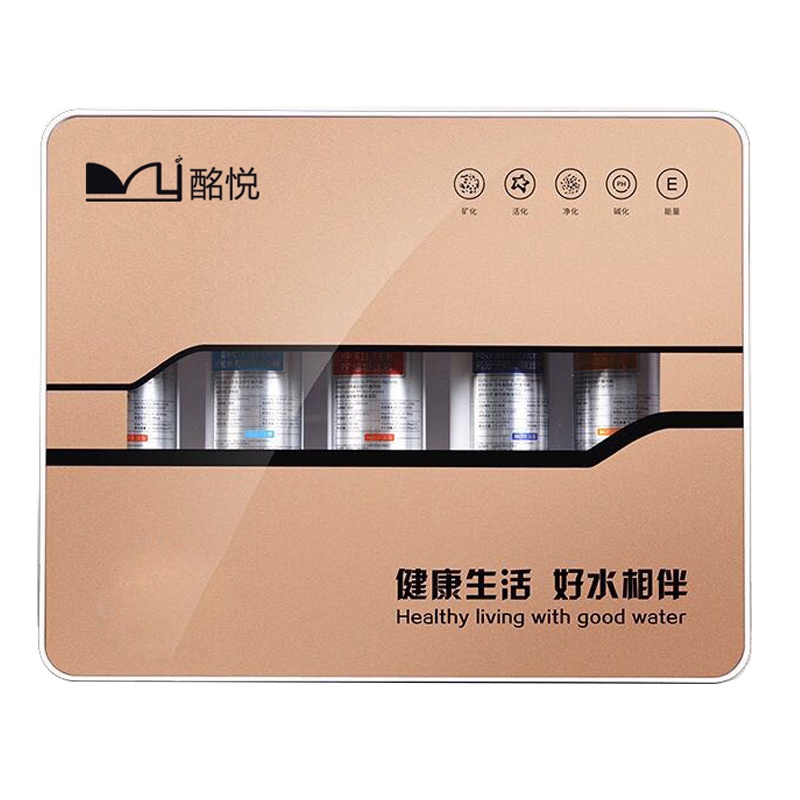 酩悦家用净水机 壁挂厨下水质过滤器 厨房卫生间自来水净化器 五级矿物质超滤净水器5HB7 土豪金
