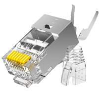 万级超六类七类屏蔽水晶头燕尾夹镀金 50个/盒 WJ-15331