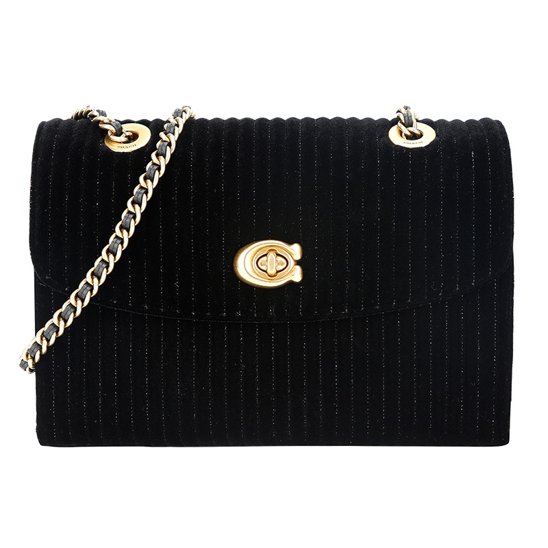 COACH 蔻驰 奢侈品 女士专柜款黑色皮革单肩斜挎链条包 31030 B4/BK