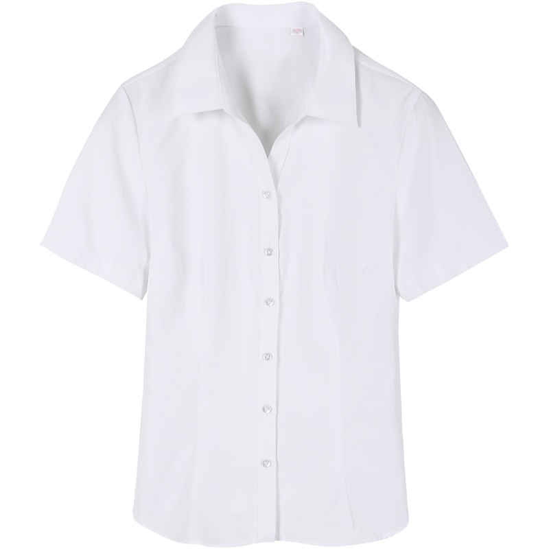 恒源祥短袖衬衫女职业OL女装夏季新款正装白色衬衣工装服条纹