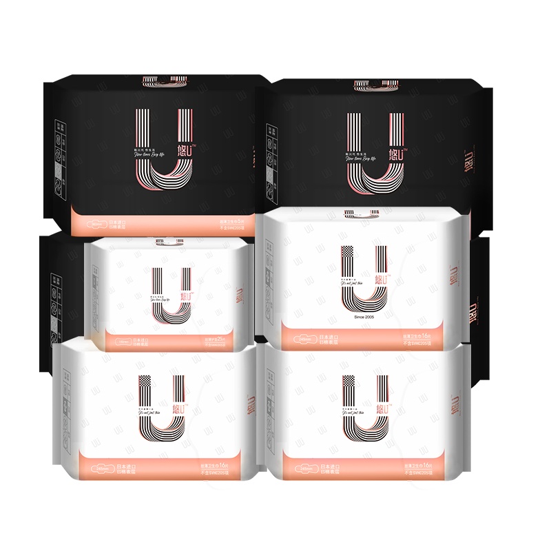 555悠U超薄日用夜用卫生巾女日本进口棉柔表层姨妈巾整箱装99片