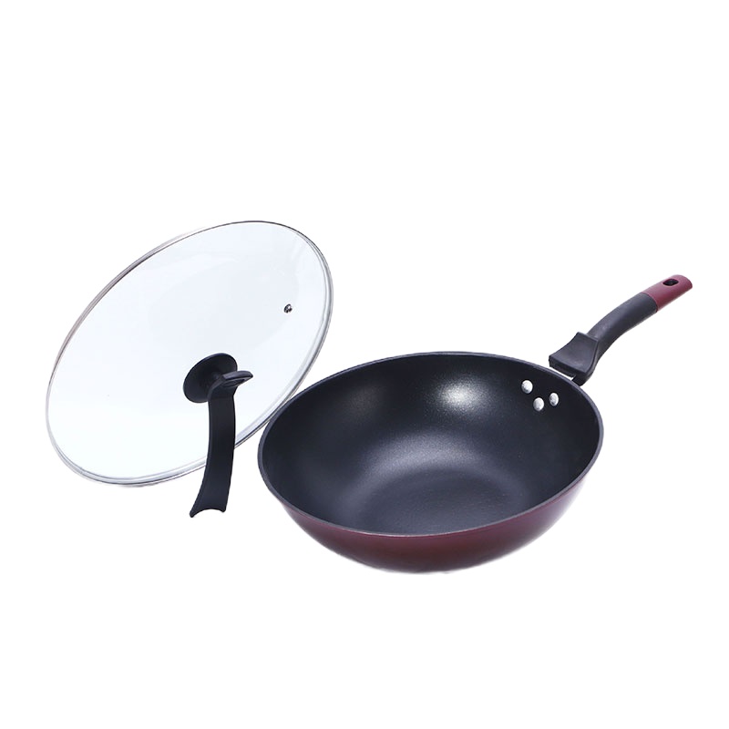 韩式不粘锅炒锅家用铁锅钻技节能平底锅电磁炉燃气适用炒菜锅 32cm带盖加厚款