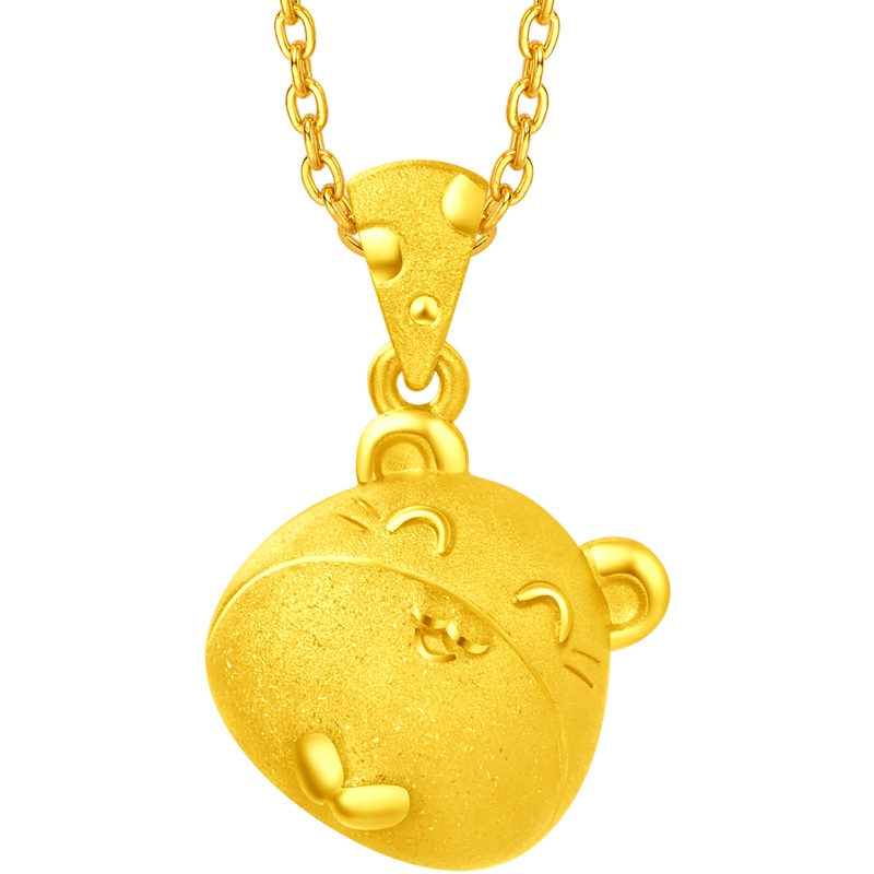 周大福金吊坠 十二生肖鼠 金鼠可爱芝士鼠 定价足金金吊坠 R24151