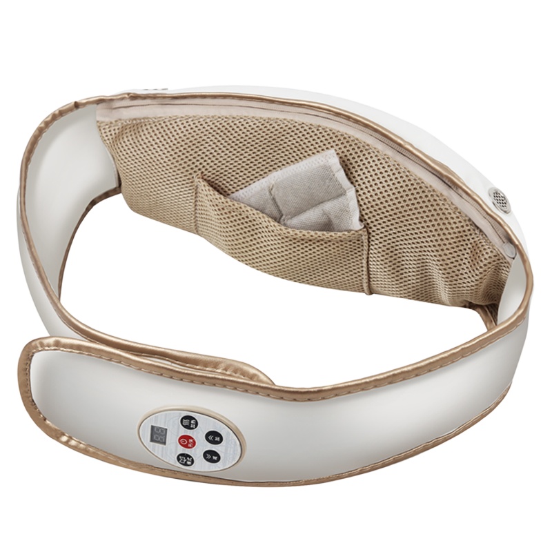 应坤(yingkun)腰部按摩器魔术贴电动捶打热敷腰椎腰疼仪颈部肩部全身家用捶背敲敲乐 浅黄色