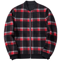 千纸鹤男装英格兰格子夹克外套2019秋季新款潮流双面羊毛30267