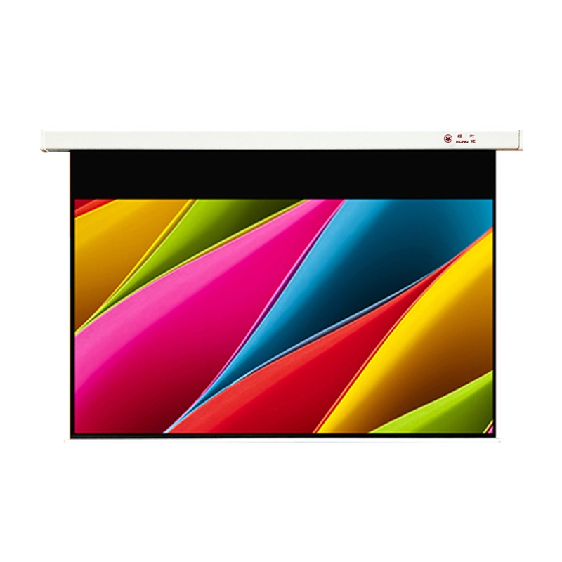 红叶120英寸16:9玻珠电动投影幕布 高清家用投影机幕布 增加亮度