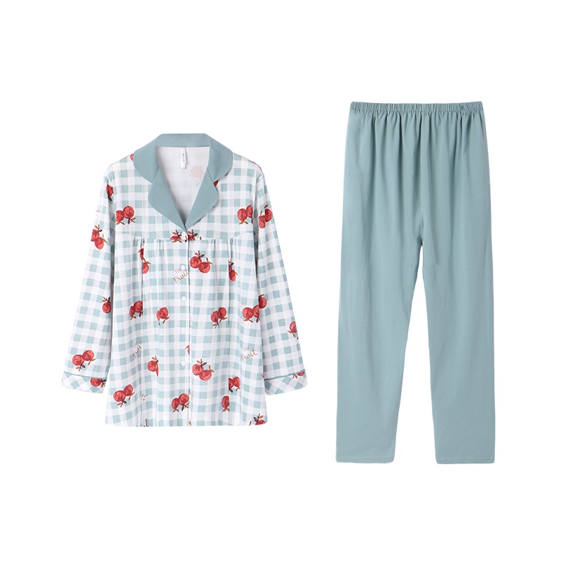 纯棉弹力针织印花国民领长袖哺乳装