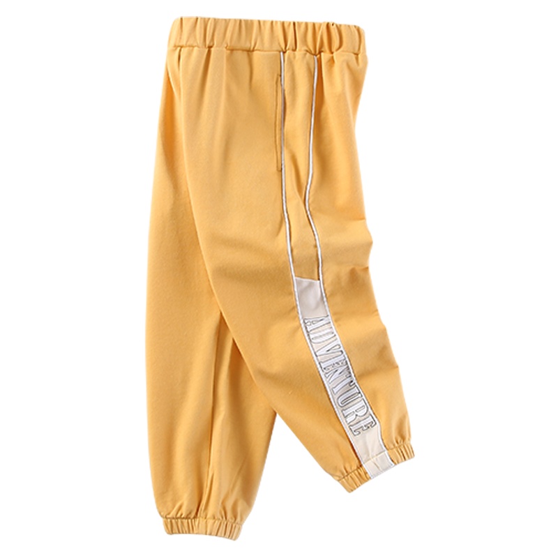 猫人男童运动裤竖条纹字母简约风时髦潮流百搭儿童卫裤春季