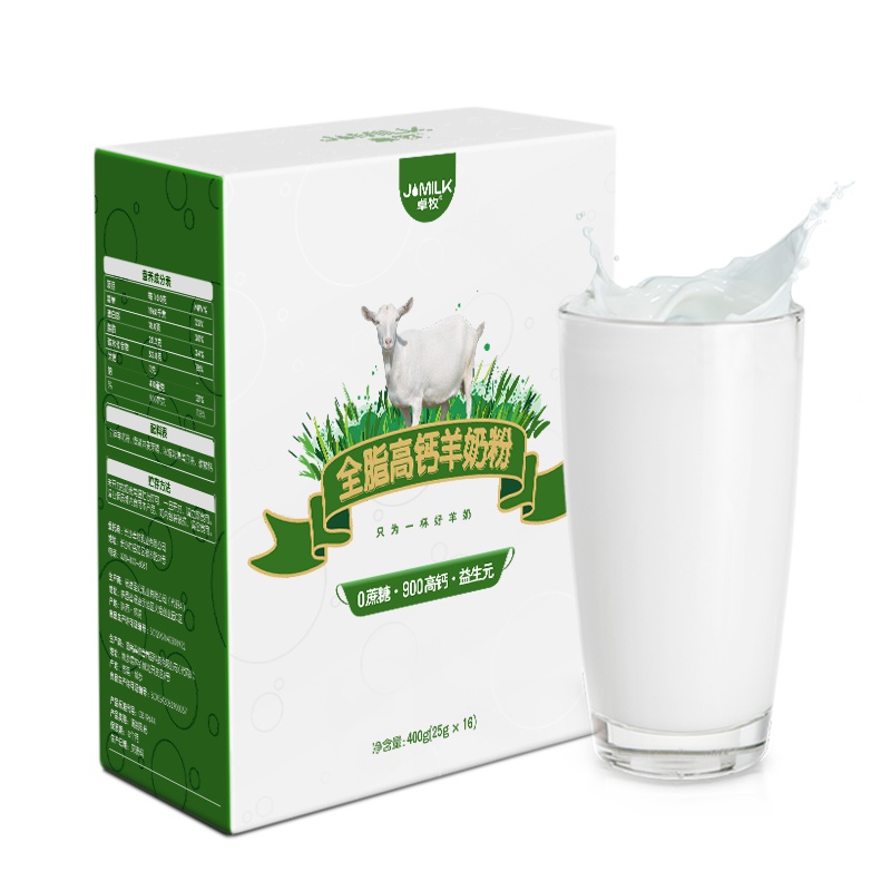 卓牧全脂高钙山羊奶粉无蔗糖 益生元 含900mg高钙成年成人女士中老年学生孕妇400g/盒