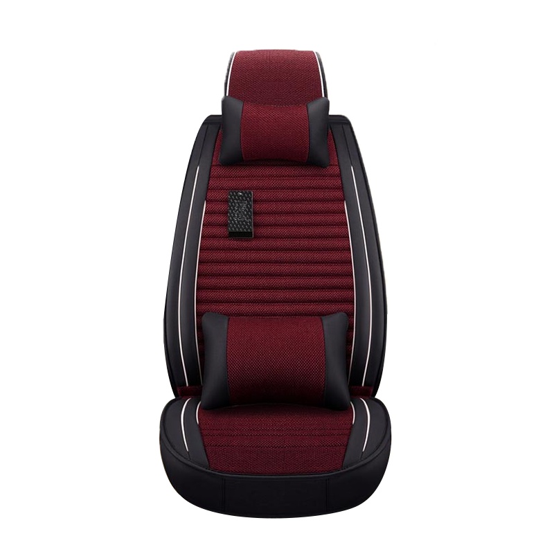 布雷什(BOLISH)五座四季通用汽车坐垫冬季仿亚麻养生全包围汽车座垫座椅垫车内饰品商务01豪华款黑红色
