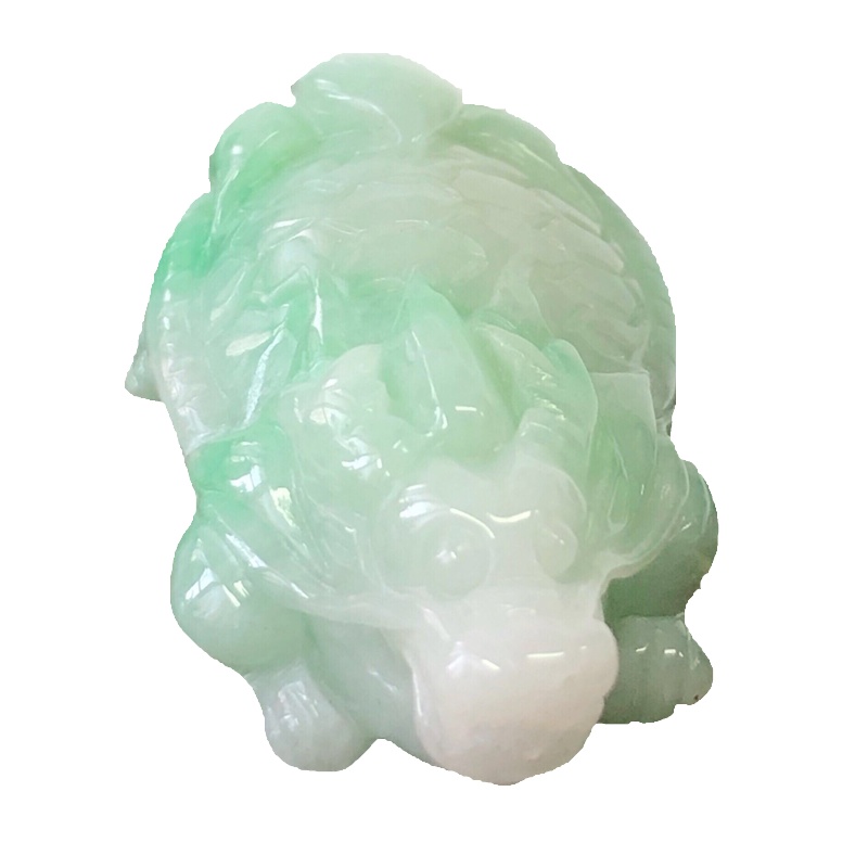 缘源珠宝 天然A货翡翠吊坠 糯种飘紫飘绿翡翠龙头龟玉坠 男女通用款挂件