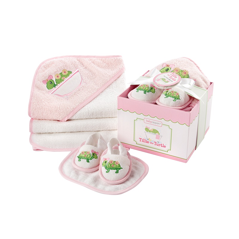 BabyAspen 婴儿纯棉连帽浴巾 新生儿洗澡大毛巾套装 宝宝披风斗篷