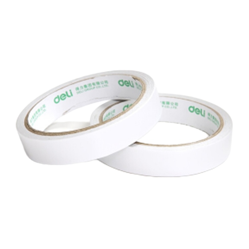 得力30402棉纸双面胶带18mm*10y*80um(白)16卷/袋