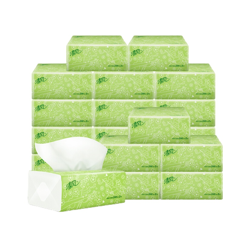 清风(APP)抽 纸 柔韧2层200抽软抽*20包纸巾