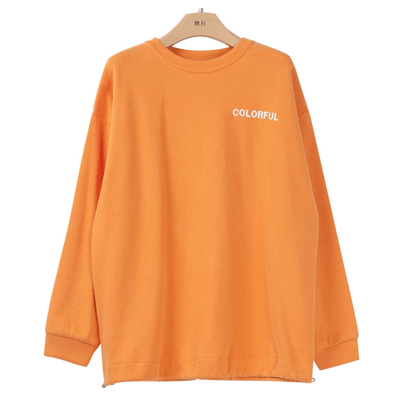 晩白 新品时尚通勤气质百搭减龄圆领宽松休闲棉T恤卫衣女