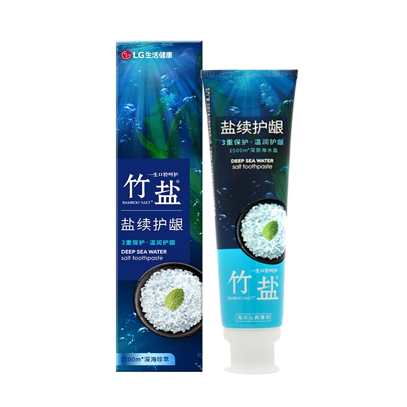 LG竹盐深海珍萃盐续护龈牙膏130g(海洋沁爽薄荷)深海萃取水盐 口气清新 含维生素E