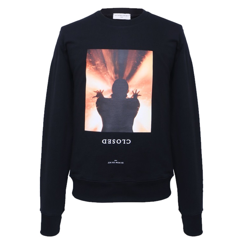 IH NOM UH NIT男士黑色棉质套头无帽卫衣NUW18296 009