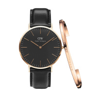 丹尼尔惠灵顿(DanielWellington)DW手表欧美40mm黑盘金属男表dw00100127+手镯 (礼盒装)