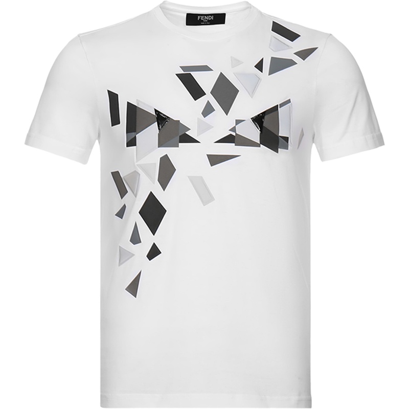 FENDI 男款几何图案棉质圆领短袖T恤 FAF532 AAY5