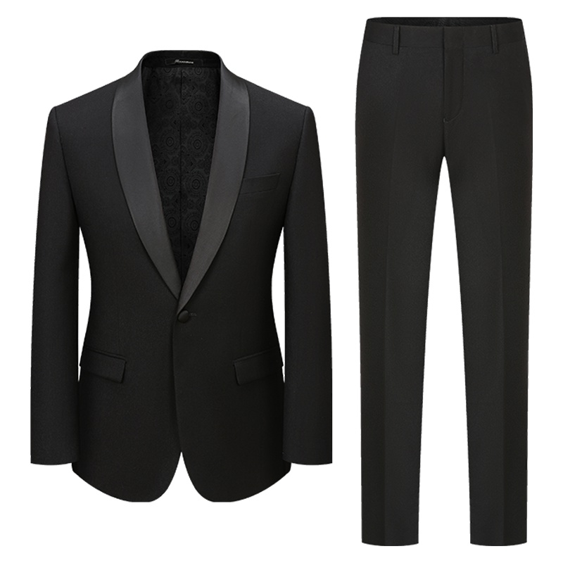 培罗蒙/BAROMON 西服套装男商务西装黑色新郎西服伴郎服男士结婚礼服新品西装套装培羅蒙ETZBH9323
