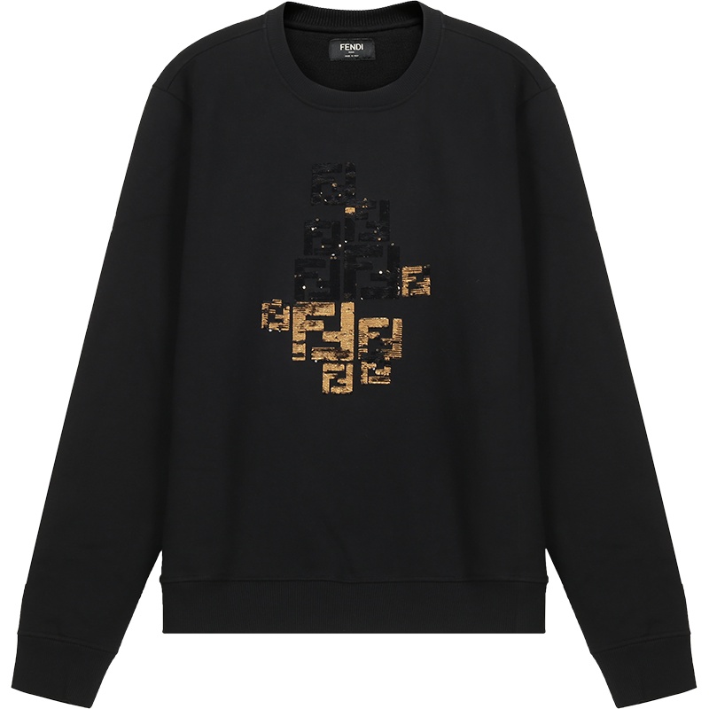 FENDI 男士 棉质加绒款双色亮片长袖卫衣运动衫 FY0178 ACNH