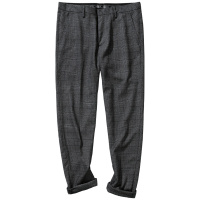 千纸鹤男装修身长裤2019秋季男士时尚商务休闲格子西裤70216