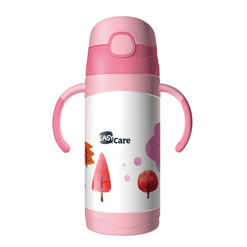 伊斯卡尔(Easy Care)420ml便携儿童吸管保温水壶316不锈钢材质喝水壶保温杯颜色随机
