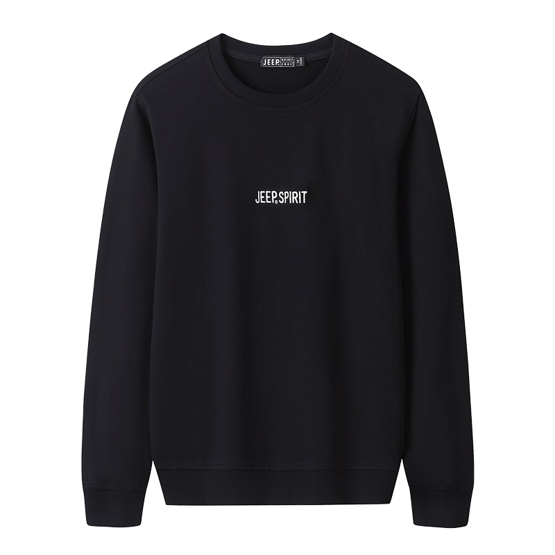 JEEP SPIRIT吉普卫衣男2021春秋新款宽松大码纯色套头圆领上衣户外运动休闲男士卫衣