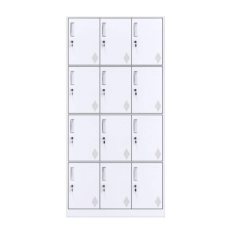 苏美特薄边更衣柜拆装铁皮柜储物柜员工柜寄存包柜鞋柜十二门更衣柜纯白豪华加厚款