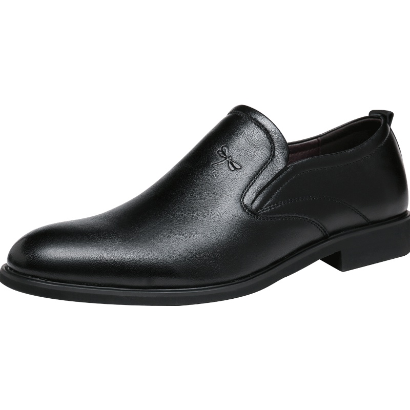 红蜻蜓男鞋秋新款英伦商务正装软底牛皮鞋尖头系带纯色低帮鞋