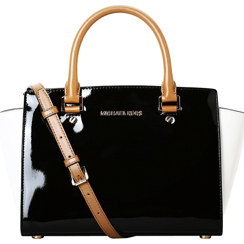 Michael Kors/迈克·科尔斯 女士SELMA亮皮拼色手拎斜挎包 30T7GLMS2A
