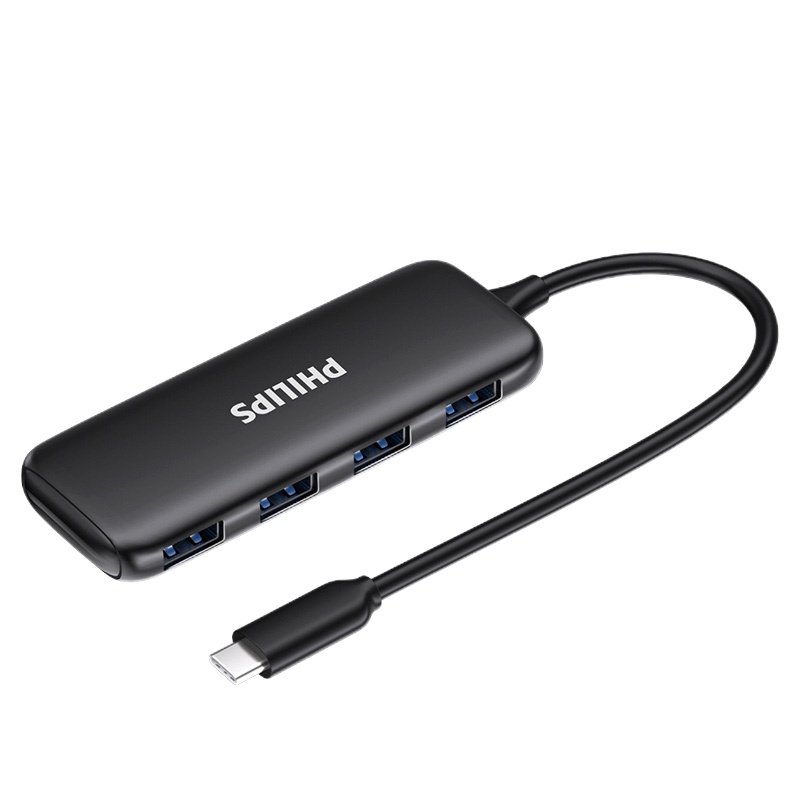 飞利浦usb3.0扩展器转换接头多口 Type-C 黑色 1米