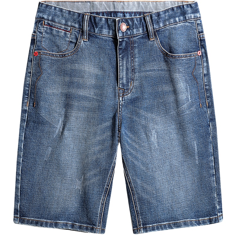 与狼共舞牛仔短裤男夏季新款直筒修身五分裤休闲男士裤子潮