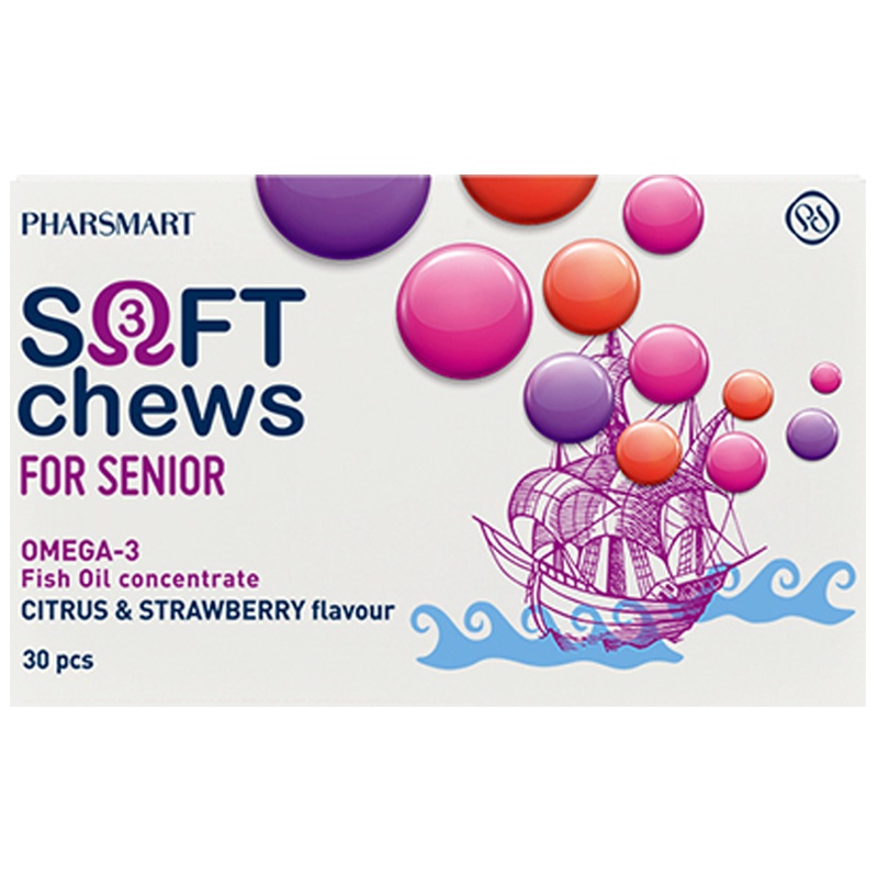 PHARSMART 中老年深海鱼油DHA 欧米伽3omega-3 无腥味果冻鱼油 30粒/盒[效期2021年2月]