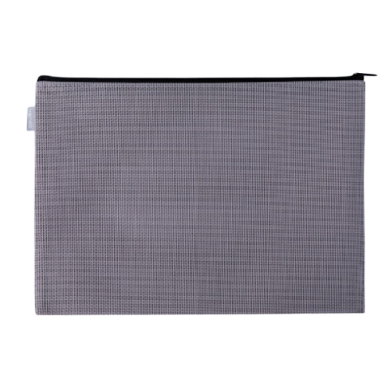 得力(deli) 拉链袋 文件袋 资料袋 收纳袋 特斯林网格PVC材质 A4 灰色 63461
