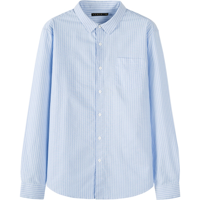 森马男衬衫长袖纯棉衬衣男士秋季潮流竖条纹宽松休闲寸衫