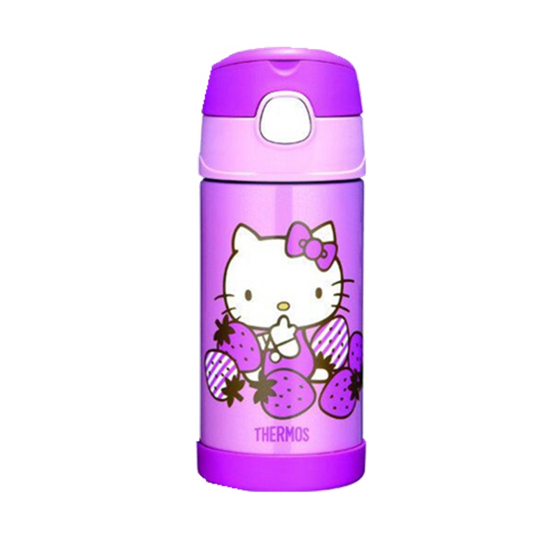 膳魔师THERMOS 儿童 保温用品 保温 吸管杯小孩学饮杯婴儿训练杯宝宝便携防漏不锈钢水杯 F4013 KT001