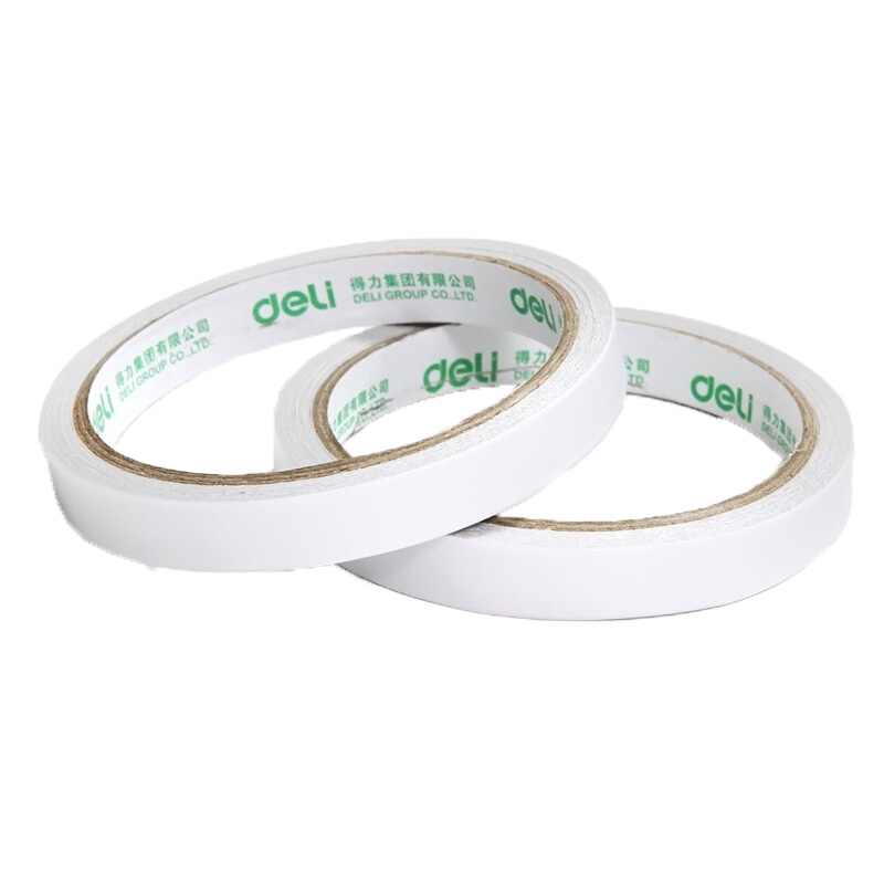 【精选】得力（deli）30401 棉纸双面胶带 12mm*10y （9.1米） 24卷/袋装