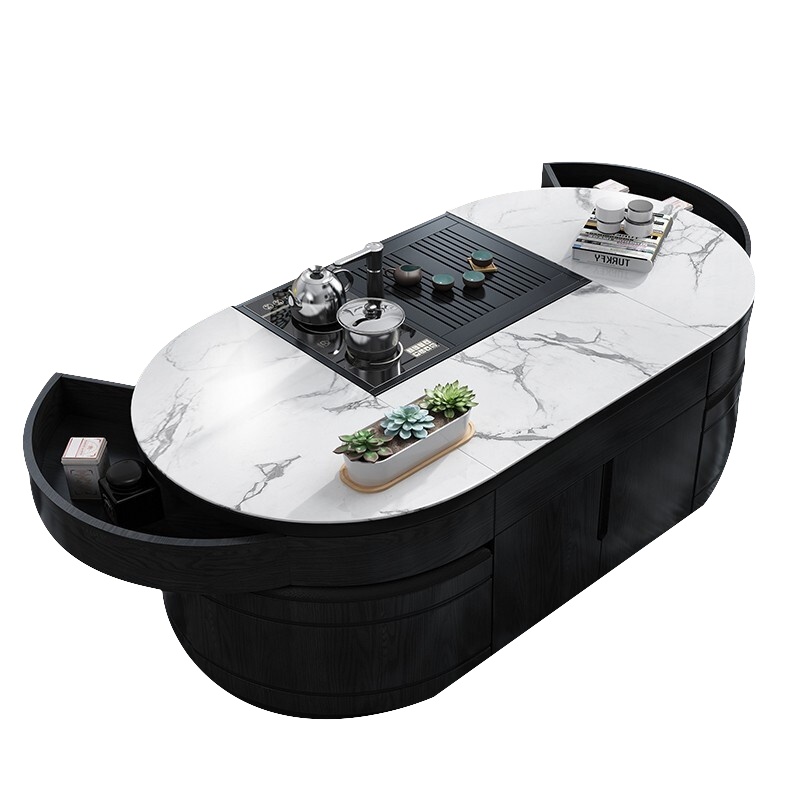 有模有样 茶几 北欧岩板多功能实木茶几智能伸缩升降两用功夫茶桌