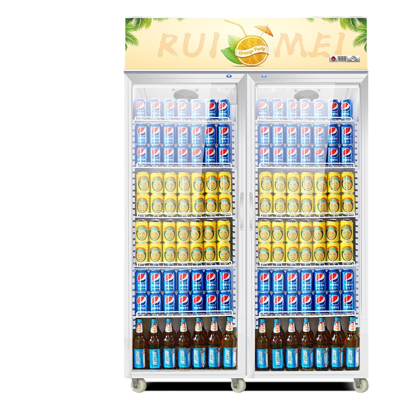 飞天鼠(FTIANSHU) 800L双门展示柜冷藏柜保鲜立式冰柜商用冰箱饮料展示柜超市冰柜水果蔬菜冷柜啤酒柜风冷无霜