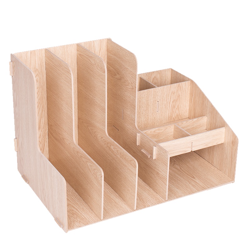 得力(deli)79250带笔筒文件框木质组合DIY收纳盒资料整理架办公文具格子单个装